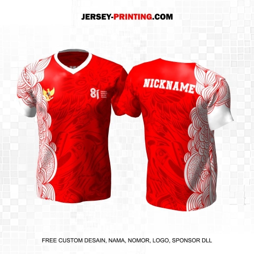 Jersey HUT RI 81 Kemerdekaan Indonesia 17 Agustus Merah Putih Motif Batik 295