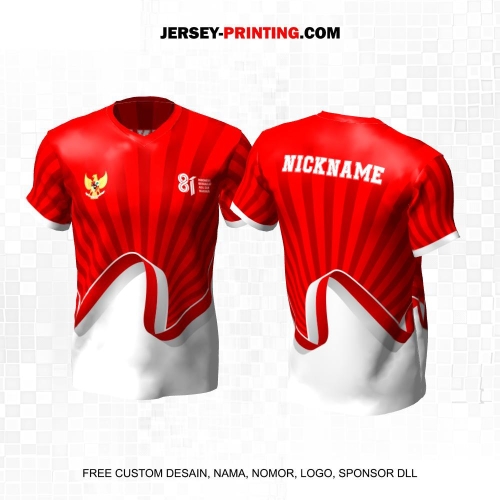 Jersey HUT RI 81 Kemerdekaan Indonesia 17 Agustus Merah Putih Motif Garis Bendera 276