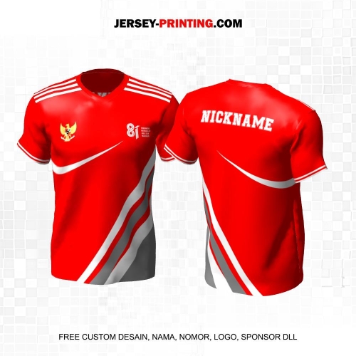 Jersey HUT RI 81 Kemerdekaan Indonesia 17 Agustus Merah Putih Motif Garis 323