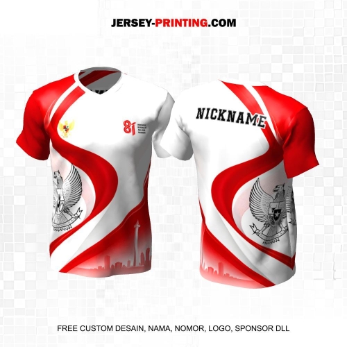 Jersey HUT RI 81 Kemerdekaan Indonesia 17 Agustus Merah Putih Motif Gelombang Bendera 327