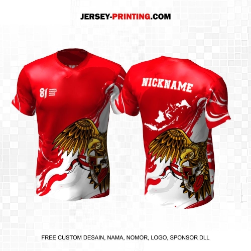 Jersey HUT RI 81 Kemerdekaan Indonesia 17 Agustus Merah Putih Motif Liquid Garuda 334