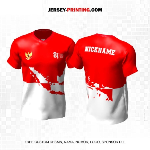 Jersey HUT RI 81 Kemerdekaan Indonesia 17 Agustus Merah Putih Motif Peta Indonesia 280