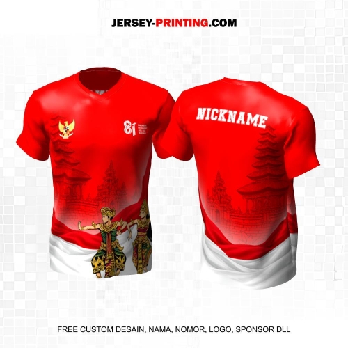 Jersey HUT RI 81 Kemerdekaan Indonesia 17 Agustus Merah Putih Motif Pura Bendera 287