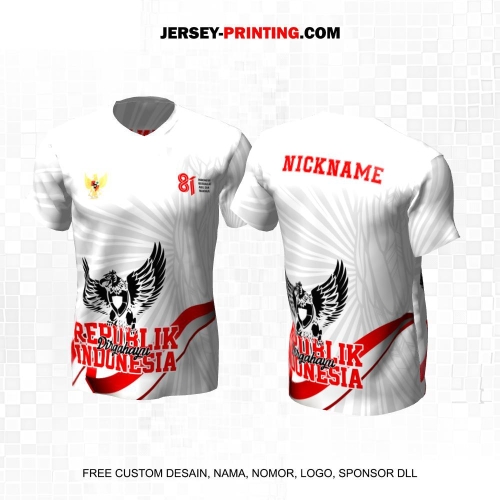 Jersey HUT RI 81 Kemerdekaan Indonesia 17 Agustus Putih Abu Merah Motif Garis Bendera Garuda 297