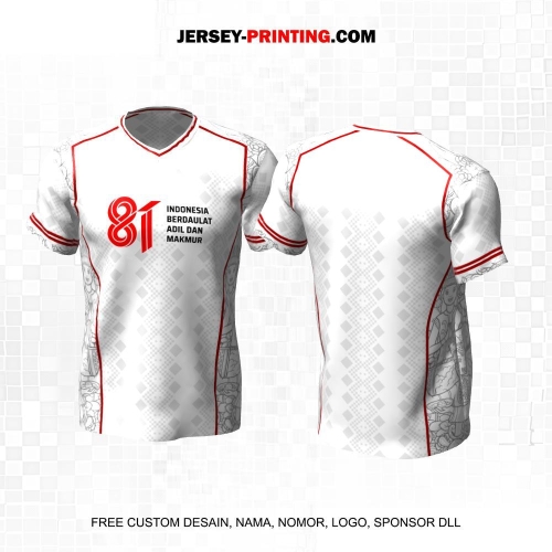 Jersey HUT RI 81 Kemerdekaan Indonesia 17 Agustus Putih Abu Motif Geometris Kebudayaan 275