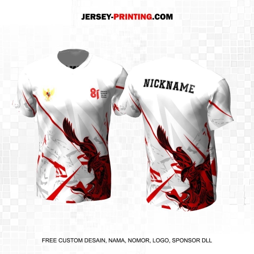 Jersey HUT RI 81 Kemerdekaan Indonesia 17 Agustus Putih Merah Abu Motif Abstrak Garuda 290