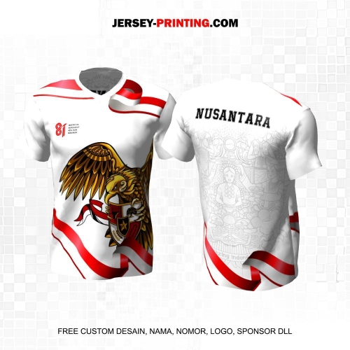 Jersey HUT RI 81 Kemerdekaan Indonesia 17 Agustus Putih Merah Abu Motif Garuda Bendera 281
