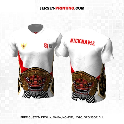 Jersey HUT RI 81 Kemerdekaan Indonesia 17 Agustus Putih Merah Abu Motif Barong Garuda 286