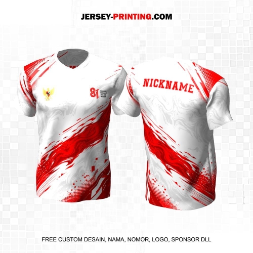 Jersey HUT RI 81 Kemerdekaan Indonesia 17 Agustus Putih Merah Abu Motif Liquid 324