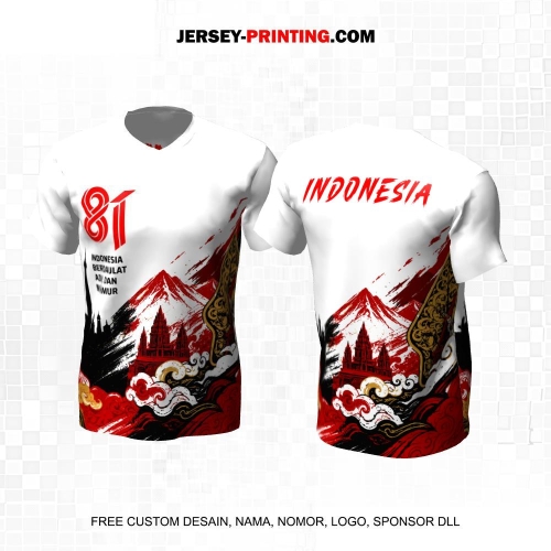 Jersey HUT RI 81 Kemerdekaan Indonesia 17 Agustus Putih Merah Hitam Motif Topografi Alam 331