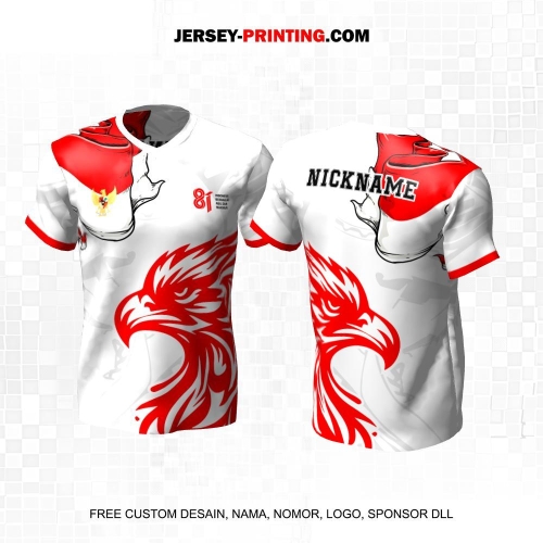 Jersey HUT RI 81 Kemerdekaan Indonesia 17 Agustus Putih Merah Motif Abstrak Bendera Burung Elang 294