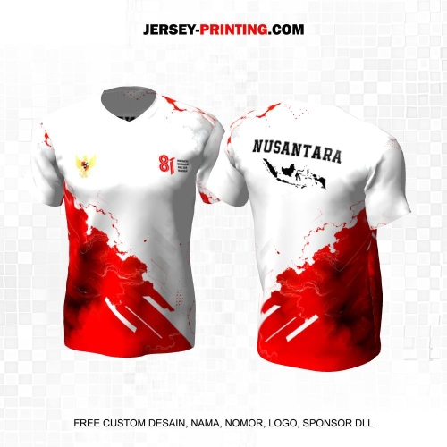 Jersey HUT RI 81 Kemerdekaan Indonesia 17 Agustus Putih Merah Motif Abstrak 316