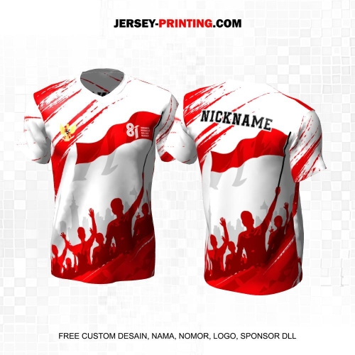 Jersey HUT RI 81 Kemerdekaan Indonesia 17 Agustus Putih Merah Motif Abstrak 291