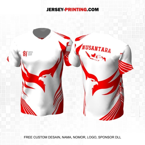 Jersey HUT RI 81 Kemerdekaan Indonesia 17 Agustus Putih Merah Motif Abstrak Kepala Elang 329