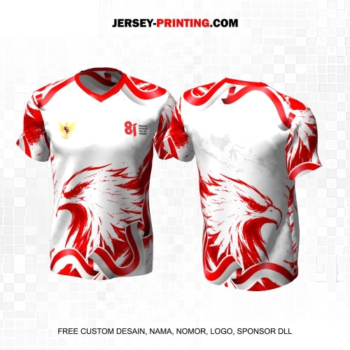 Jersey HUT RI 81 Kemerdekaan Indonesia 17 Agustus Putih Merah Motif Abstrak Elang 332