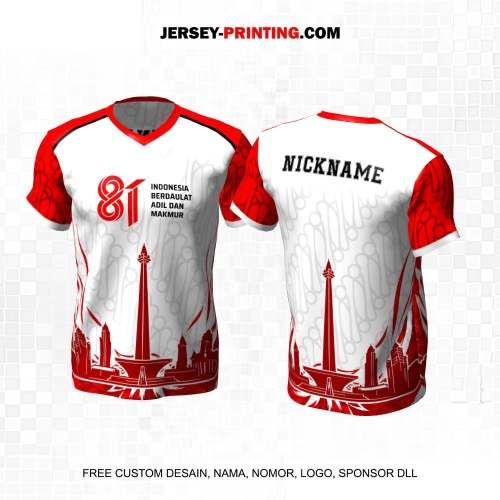 Jersey HUT RI 81 Kemerdekaan Indonesia 17 Agustus Putih Merah Motif Batik Parang Monas 293