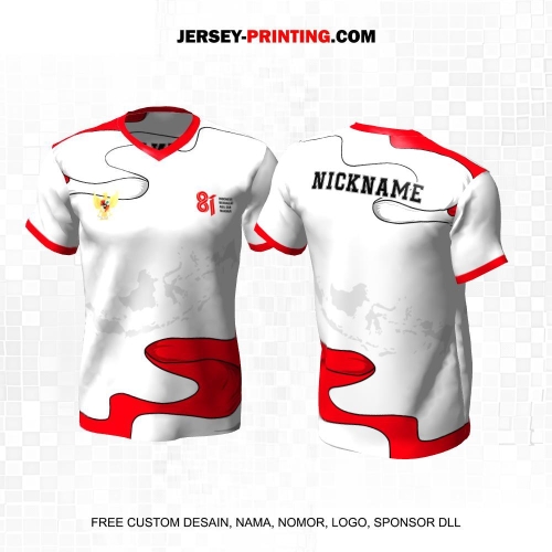 Jersey HUT RI 81 Kemerdekaan Indonesia 17 Agustus Putih Merah Motif Bendera Peta 279