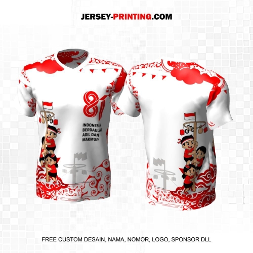 Jersey HUT RI 81 Kemerdekaan Indonesia 17 Agustus Putih Merah Motif Lomba 17an 326
