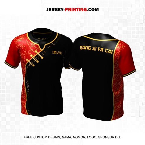 Jersey Imlek Hitam Maroon Gold Motif Awan China 01
