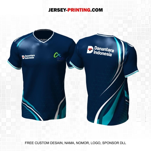 Jersey Instansi Danantara Indonesia ASDP BUMN Biru Putih Tosca Motif Abstrak Line Polkadot 19