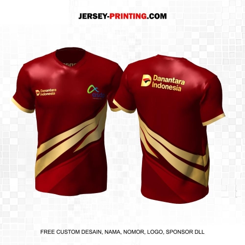 Jersey Instansi Danantara Indonesia ASDP BUMN Maroon Gold Motif Abstrak 09