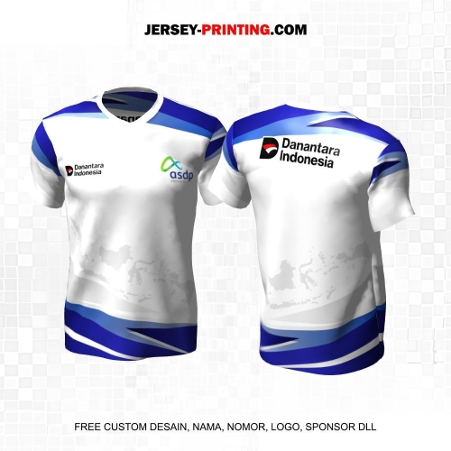 Jersey Instansi Danantara Indonesia ASDP BUMN Putih Abu Biru Motif Abstrak 10