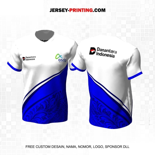 Jersey Instansi Danantara Indonesia ASDP BUMN Putih Biru Motif Abstrak 24