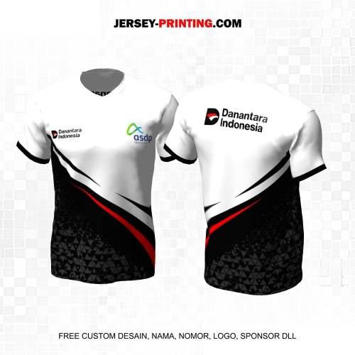 Jersey Instansi Danantara Indonesia ASDP BUMN Putih Hitam Merah Motif Abstrak 20