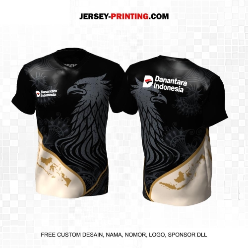 Jersey Instansi Danantara Indonesia BUMN Hitam Abu Krem Gold Motif Burung Garuda 22