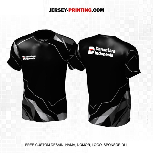 Jersey Instansi Danantara Indonesia BUMN Hitam Abu Motif Abstrak 32