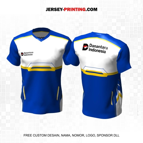 Jersey Instansi Danantara Indonesia BUMN Putih Biru Kuning Motif Abstrak 37