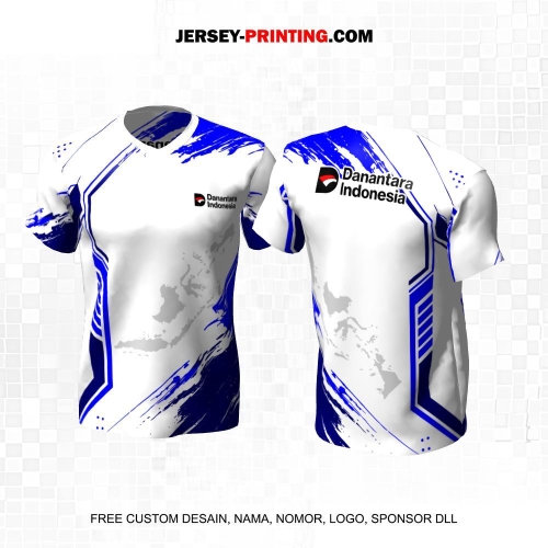 Jersey Instansi Danantara Indonesia BUMN Putih Biru Motif Abstrak 18