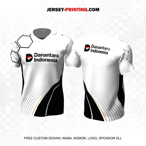 Jersey Instansi Danantara Indonesia BUMN Putih Hitam Motif Honeycomb Line 36