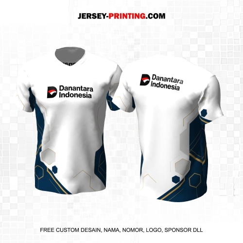 Jersey Instansi Danantara Indonesia BUMN Putih Navy Abu Motif Honeycomb 35