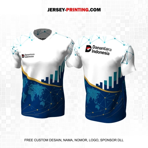 Jersey Instansi Danantara Indonesia BUMN Putih Navy Tosca Motif Dot Line Triangle 28