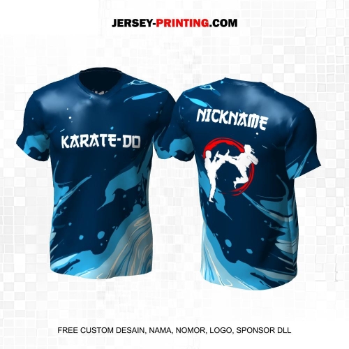 Jersey Karate Biru Motif Abstrak 271