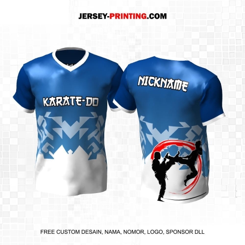 Jersey Karate Biru Putih Motif Abstrak 275