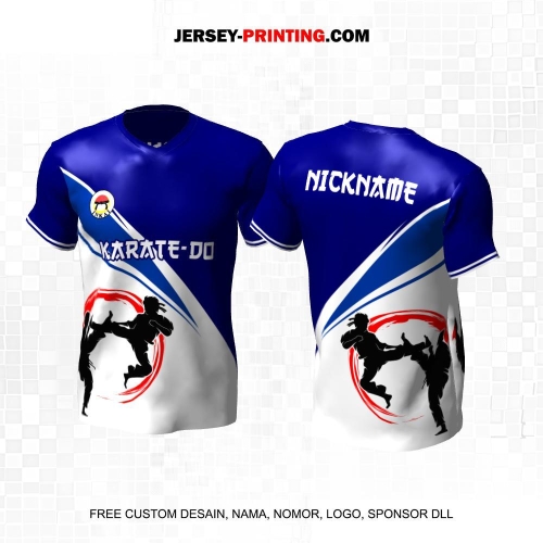 Jersey Karate Biru Putih Motif Abstrak 324
