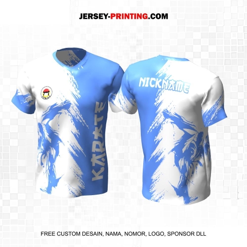 Jersey Karate Biru Putih Motif Abstrak 326