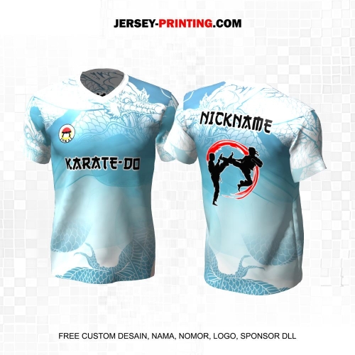 Jersey Karate Biru Putih Motif Naga 266