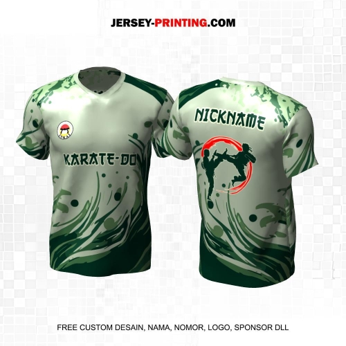 Jersey Karate Hijau Motif Abstrak 299