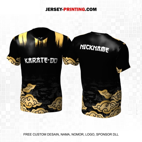 Jersey Karate Hitam Abu Gold Motif Brush Mega Mendung 294