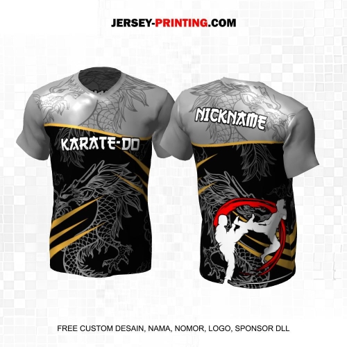 Jersey Karate Hitam Abu Gold Motif Naga 268