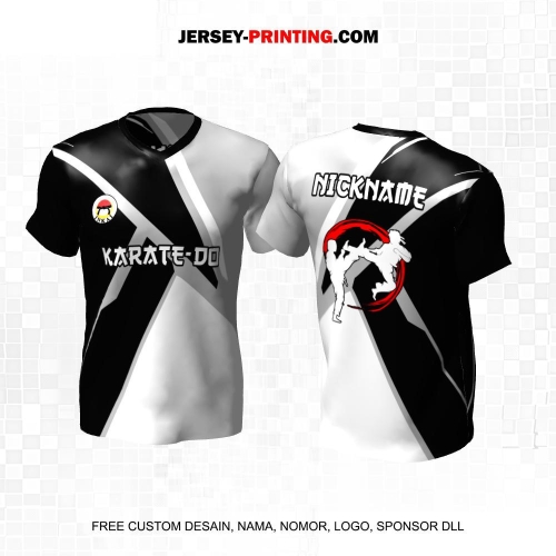 Jersey Karate Hitam Abu Putih Motif Abstrak 282
