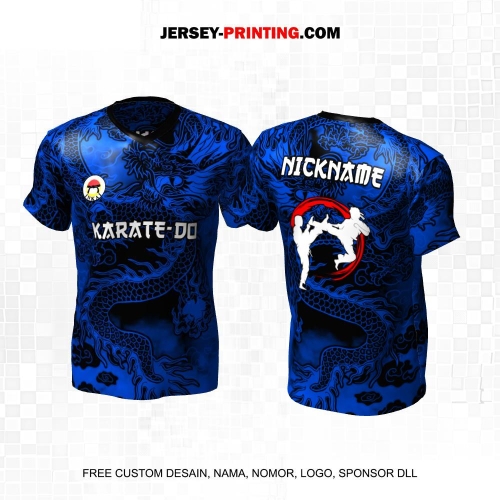 Jersey Karate Hitam Biru Motif Naga 284