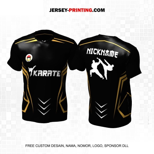 Jersey Karate Hitam Gold Motif Geometris 330