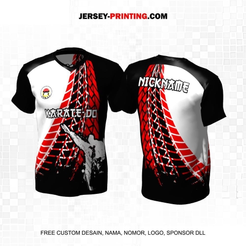 Jersey Karate Hitam Putih Merah Motif Abstrak 327