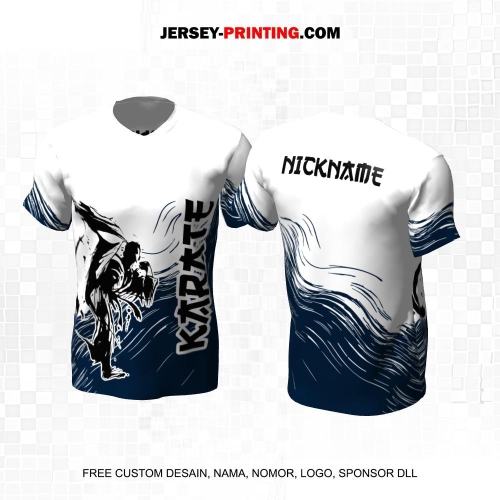 Jersey Karate Navy Putih Motif Abstrak 264