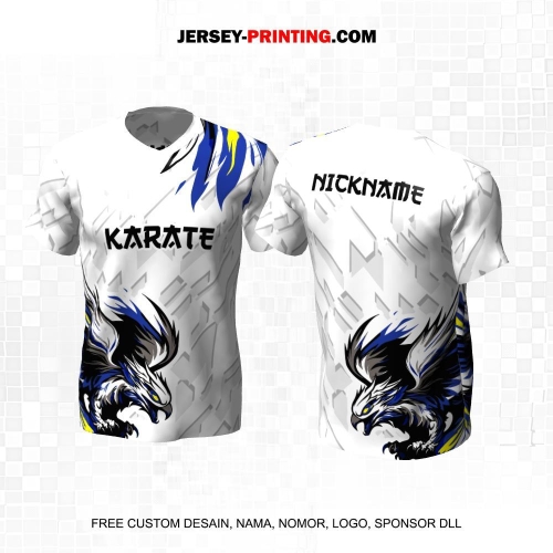 Jersey Karate Putih Abu Biru Motif Abstrak Elang 281
