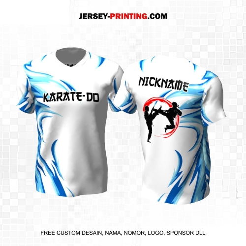 Jersey Karate Putih Biru Motif Abstrak 269